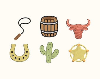 Western Embroidery Design Set: Cowboy, Cactus, Boots - Digital Icons (EMB Files Included