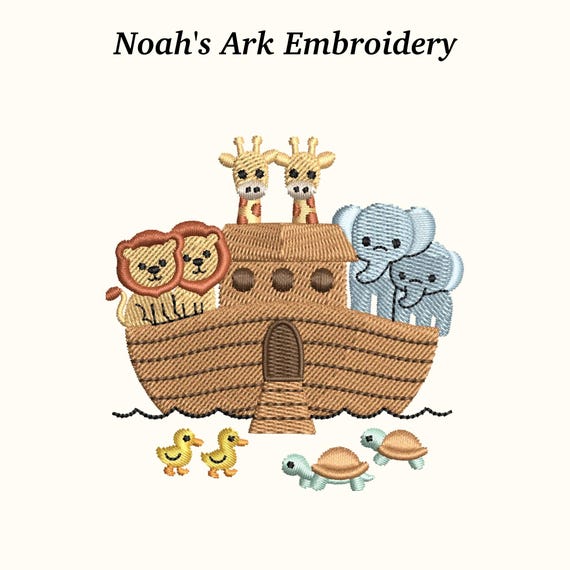 Noah's Ark Embroidery Design: Animal Ark Scene (3 Sizes) - EMB File (Instant Download)