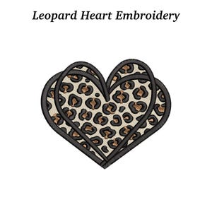Leopardhjärtabroderidesign: Djurtryck Alla hjärtans dag (EMB-filer ingår)