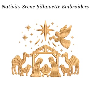 Nativity Scene Silhouette: Christmas Embroidery Design (EMB Included)