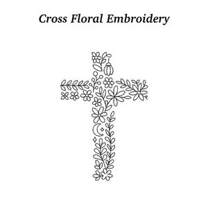 Floral Cross Embroidery Design, Christian Machine Embroidery (EMB ...
