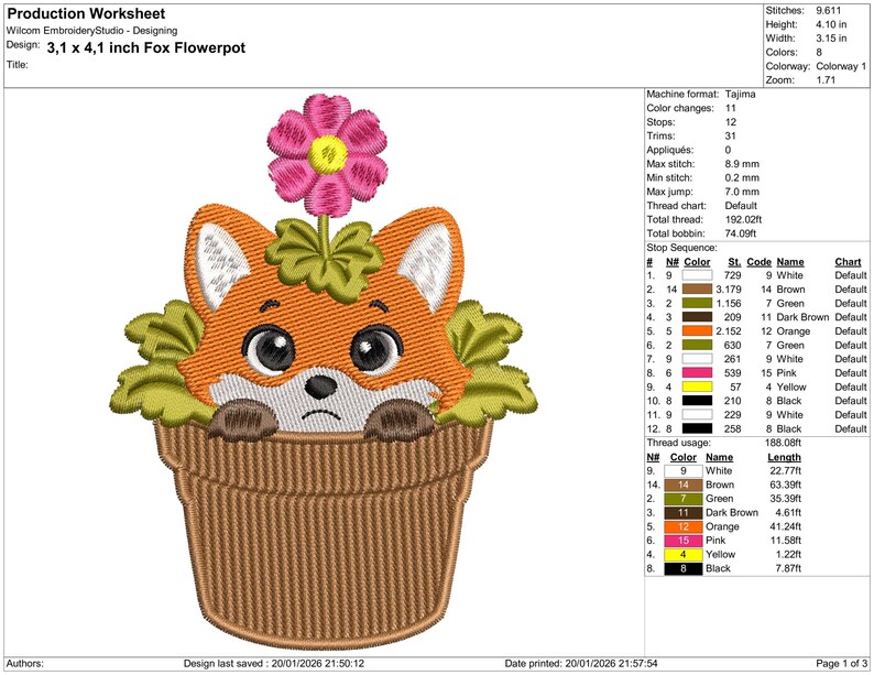 Fox Flowerpot Embroidery Design | Whimsical Woodland Outline Stitch ...