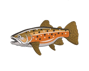 Realistic Trout Fish Embroidery Design, Wildlife Art (EMB Included)