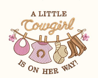 Cowgirl Baby Shower Embroidery Design: Western Cowboy Boots (EMB Included)
