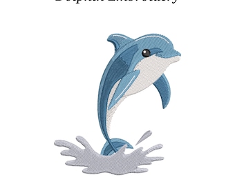 Verspieltes Delphin Stickmuster: Ozean Tier Stickdatei