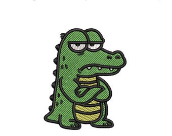 Funny Alligator Embroidery Design: Unimpressed Cartoon Animal (EMB Files Included)
