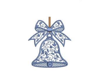Chinoiserie Christmas Bell Embroidery Design: Elegant Holiday Pattern (EMB Included)