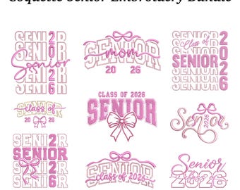 Coquette Senior Embroidery Designs Bundle – Senior Class of 2026 – Instant Download – EMB Included