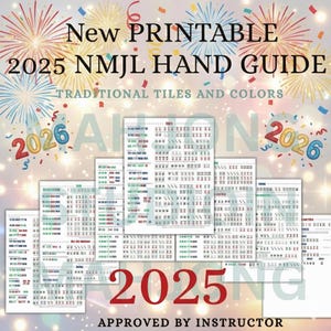 Mahjong 2025 for 2026 Year, Printable Cheat Sheet, NMJL Card 2025 Hands Guide, Beginner-Friendly Mahjong Help, American Mahjong Reference