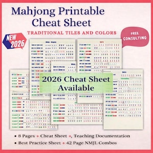 Mahjong Lovers 2026 Mahjong Cheat Sheet, American Card Reference (Preorder) || American Mahjong Reference, Mahjong Lovers