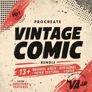 Procreate Vintage Comic Ink Brushes bundle | Retro Inking Kit with 13+ Brushes & Paper Textures | Comic-Style Digital Brush Pack for iPad