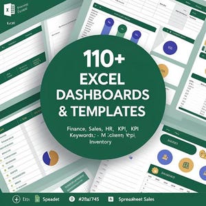 110+ Excel Dashboard Templates: Business, Finance, HR (Digital Download)