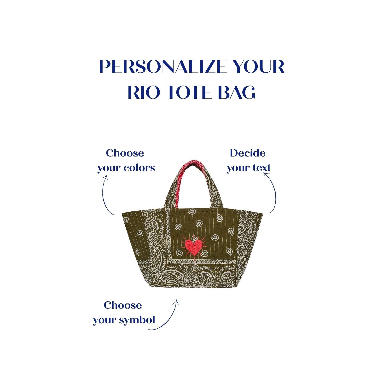 Personalized Embroidered Bandana Tote Bag, Handmade Quilted Cotton