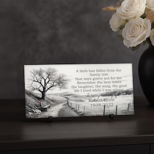Personalized Sympathy Memorial Ceramic Tile: &quot;A Limb Has Fallen&quot;