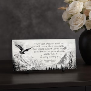 Personalized Memorial Tile with Eagle: Remembrance Gift