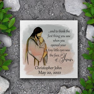Miscarriage Gift | Loss of Baby "And To Think The First Thing You Saw... Jesus" Memorial Garden Stone Tile | Baby Loss Remembrance Stone