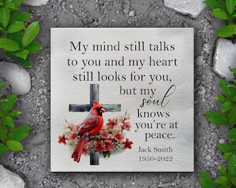Cardinal Memorial Stone: My Mind Talks to You | Personalized Memorial Garden Tile Gift
