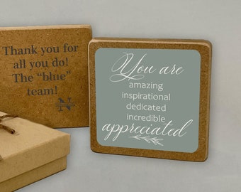 You Are Amazing... • Employee Appreciation Gift • Thank You Gift in A Box • Personalized Message with a Gift Box for Desk Decor • Desk Sign