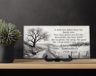 Personalized Memorial Ceramic Tile "A Limb Has Fallen From The Family Tree" Memorial Gift for Loss of Father
