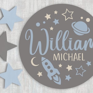 Space Nursery Decor - Outer Space Decor Nursery Name Sign - Personalized Round Baby Name Sign - Planet Nursery Decor - Planet Nursery Art