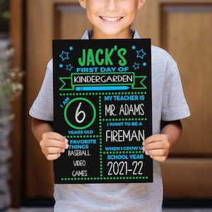 Personalized Reusable Chalkboard Photo Prop Sign for Back-to-School Memories, Kindergarten Sign