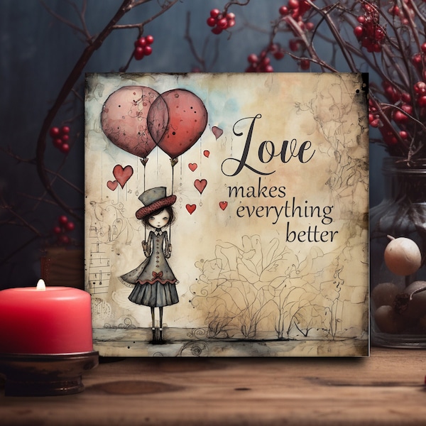 Charming "Love Makes Everything Better" Wooden Wall Art, Perfect Romantic Gift Handcrafted Love Accent