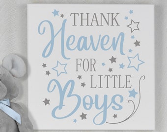 Thank Heaven For Little Boys | Sign | baby boy nursery decor | little boy nursery | baby boy signs for nursery | little boy gifts sayings