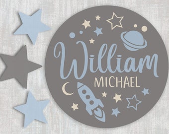 Space Nursery Decor - Outer Space Decor Nursery Name Sign - Personalized Round Baby Name Sign - Planet Nursery Decor - Planet Nursery Art