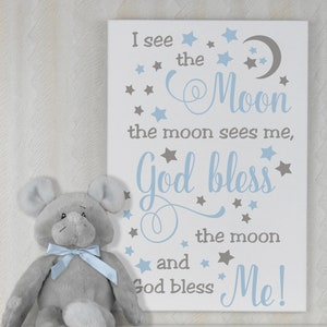 I see the moon, the moon sees me...  Sign - Nursery Rhyme Decor - Baby Boy Nursery Wall Decor - Baby Gifts for Boys Room