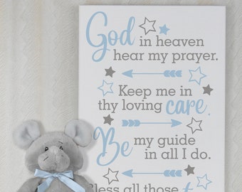 Bedtime Prayer Religious Sign for Boys Room, Nursery Prayer