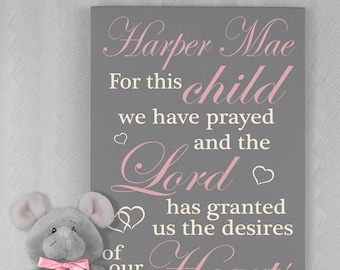 For This Child We Have Prayed Sign - 1 Samuel 1 27 Sign - Have Prayed Sign - Name Personalized Nursery Scripture Decor