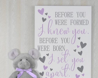 Scripture Sign | Before you were formed | Jeremiah 1:5 Nursery Decor  | Christian Baby Decor Bible Verse Sign | Baby Girl Gift