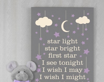 Star Light Star Bright First Star I See Tonight - Sign - Star Nursery Decor - Star Light Star Bright - Sign Star Baby Nursery Rhyme Decor