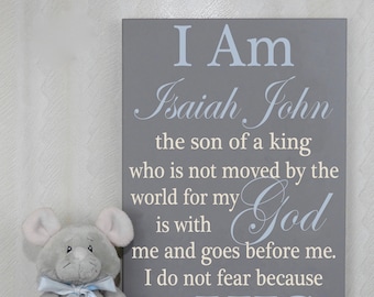 I Am The Son of a King | Baptism Gift Boy | Christian Wall Art | Baby Dedication Gift for Boy | Gift Personalized with Baby Boy Name