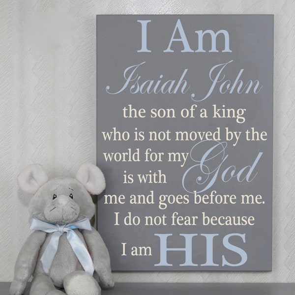 I Am The Son of a King | Baptism Gift Boy | Christian Wall Art | Baby Dedication Gift for Boy | Gift Personalized with Baby Boy Name