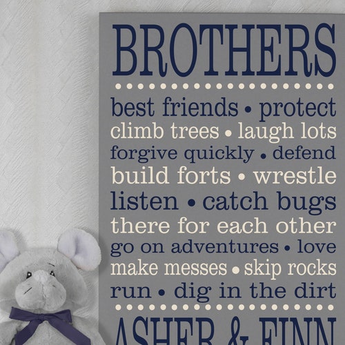 Brothers Sign Brothers Wall Art Personalized Brother Signs Etsy