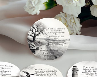 Round Memorial Keepsakes Pocket Tokens, Personalized Handouts for Funeral, Wake, Celebrating the Life - Gift Pack of 20
