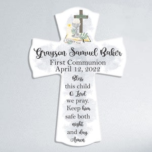 Communion Gift For Boys, Personalized First Communion Cross, Personalized Communion Gift, Holy Communion Gift, Keepsake Boy Communion Gift Bless This Child