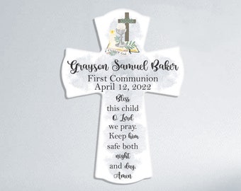 Communion Gift For Boys, Personalized First Communion Cross, Personalized Communion Gift, Holy Communion Gift, Keepsake Boy Communion Gift