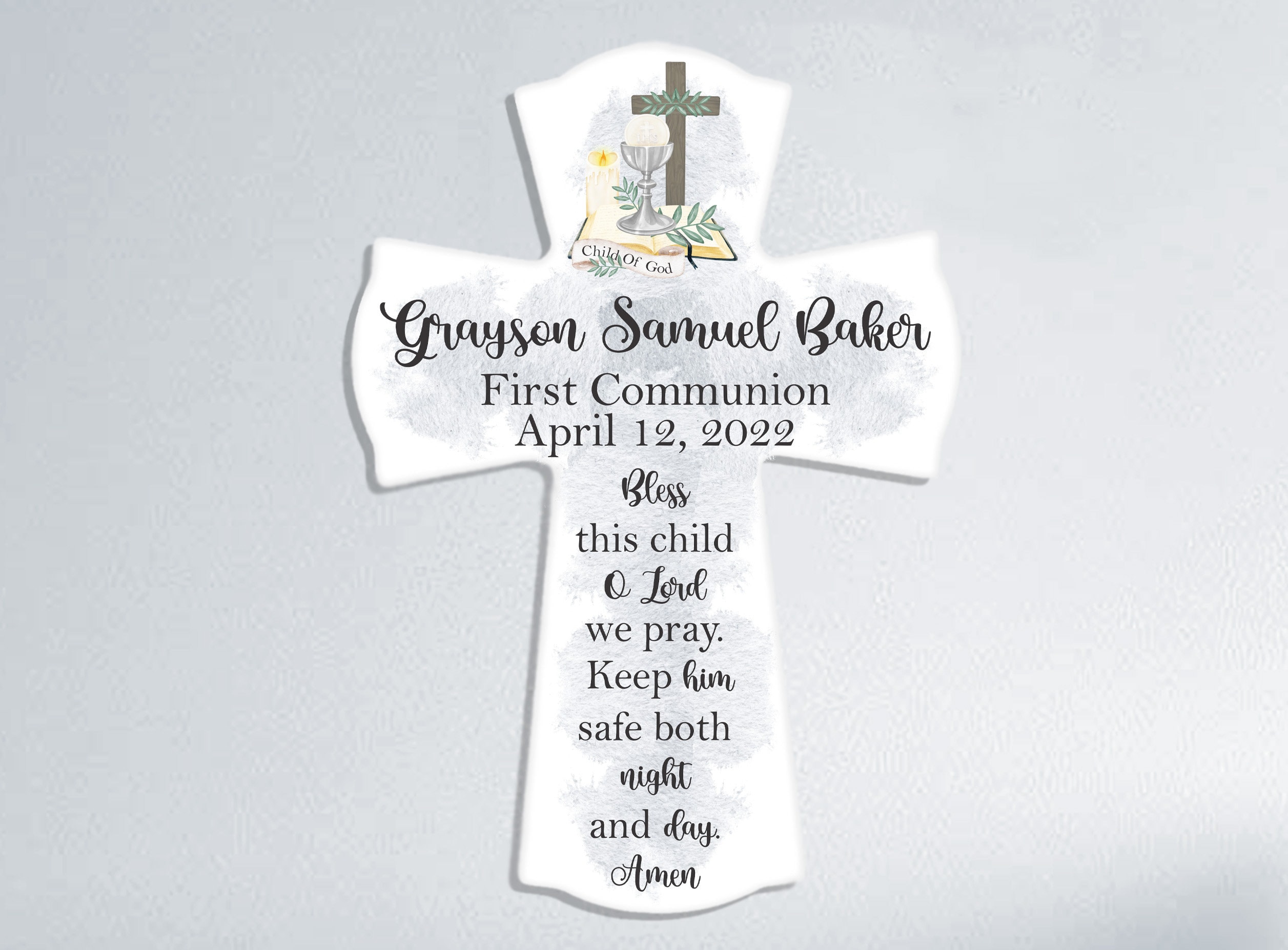 Communion Gift For Boys, Personalized First Communion Cross, Personalized Communion Gift, Holy Communion Gift, Keepsake Boy Communion Gift