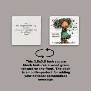 Front and back view of Simply Blessed Irish plaque with optional personalized message area