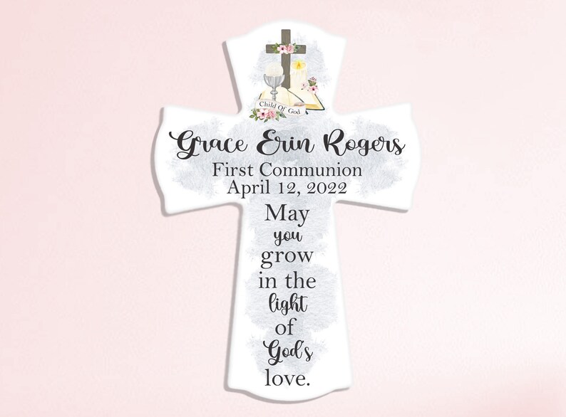 First Communion Gift For Girls, Personalized Communion Cross, Personalized Communion Gift, Holy Communion Gift, Girl Communion Gift Ideas May You Grow