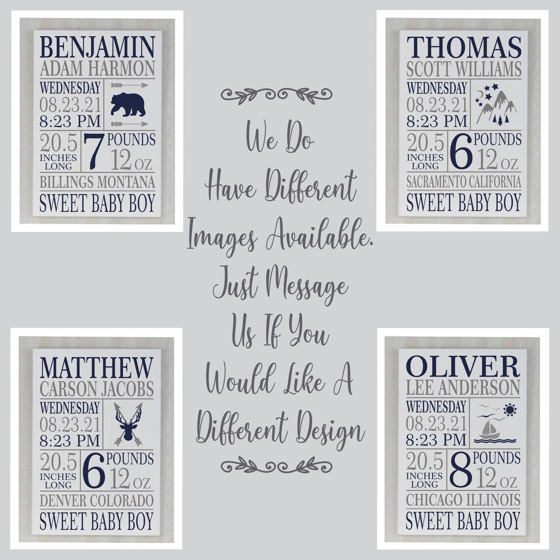 Baby Announcement Sign Boy Baby Birth Stats Birth Etsy