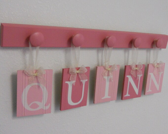 Pink Wooden Letters Nursery Art Decoration for QUINN Includes Etsy