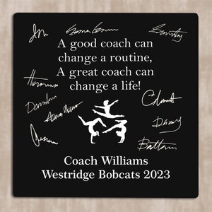Personalized Gymnastics Coach Gift: Signable Wood Board Keepsake