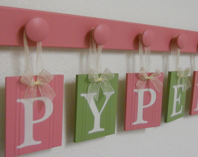 Baby Name Wall Hanging Sign Set Includes PYPER & 5 Wooden Peg Etsy