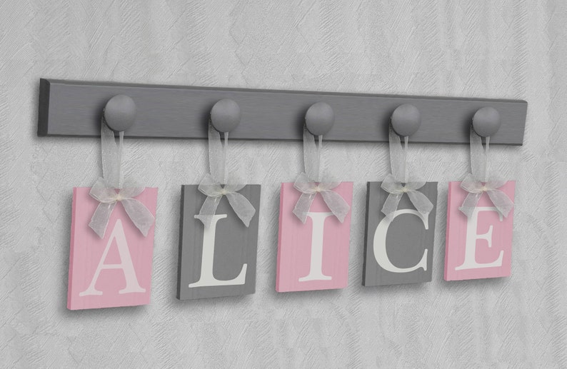 Baby Girl Personalized Gift Baby Wall Decor Pink and Gray Etsy