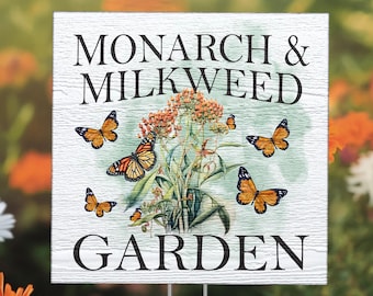 Monarch Butterfly Garden Sign, Milkweed Pollinator Yard Decor, Waystation Outdoor Sign