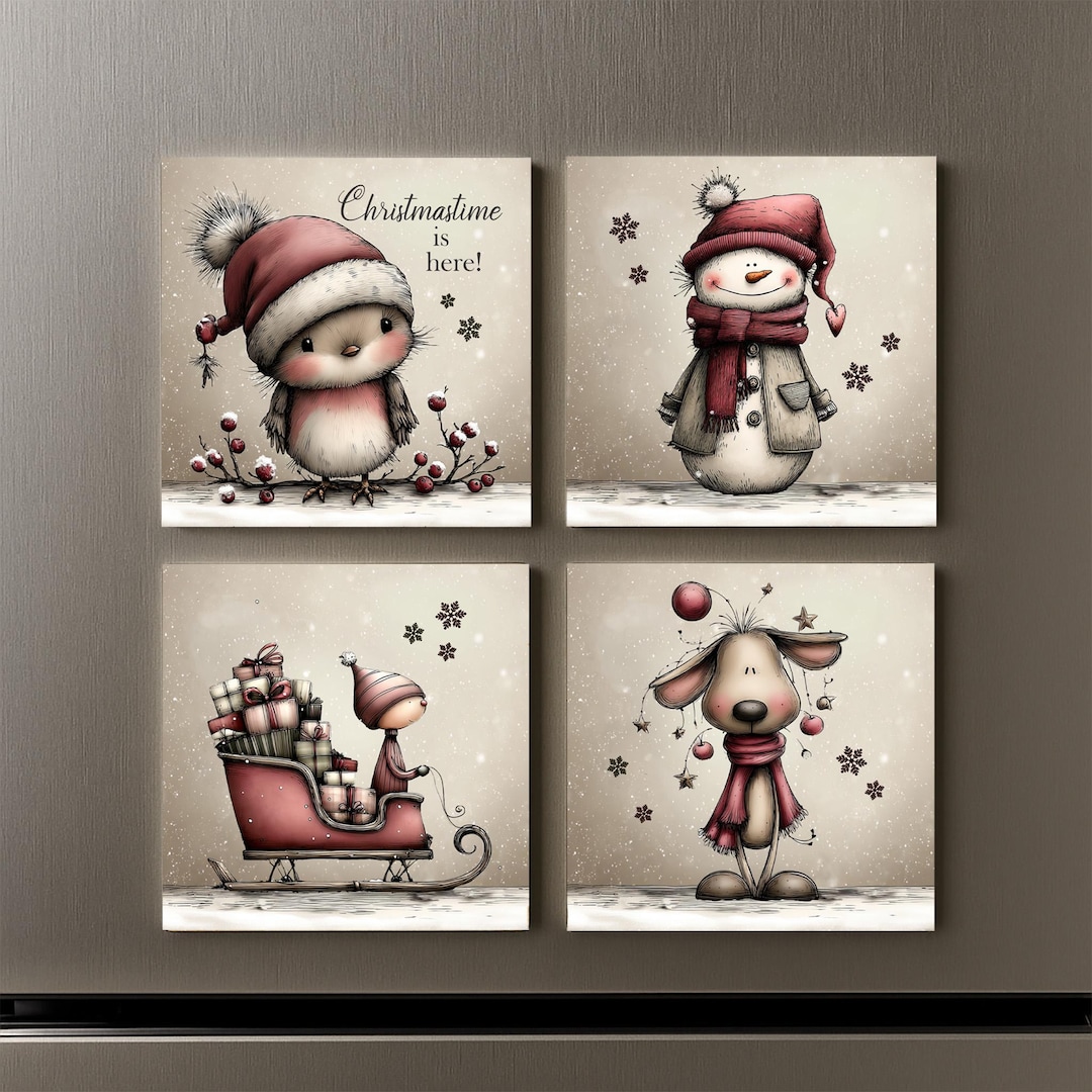 Winter Whimsy Christmas Magnet Set | Handmade Holiday Fridge Decor ...