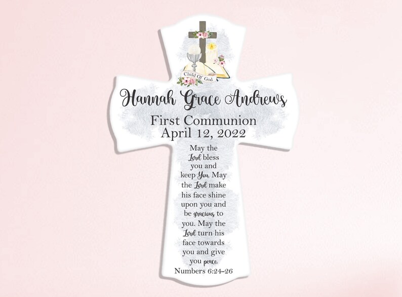 First Communion Gift For Girls, Personalized Communion Cross, Personalized Communion Gift, Holy Communion Gift, Girl Communion Gift Ideas May The Lord Bless